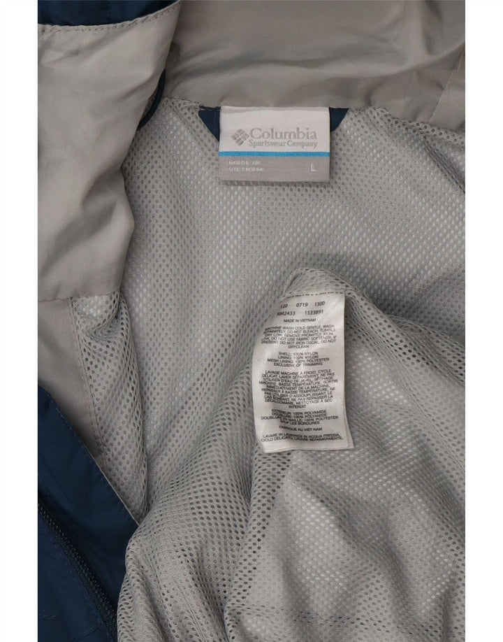 Columbia Herre Omni-Tech Regnjakke med hætte UK 40 Stor blå nylon
