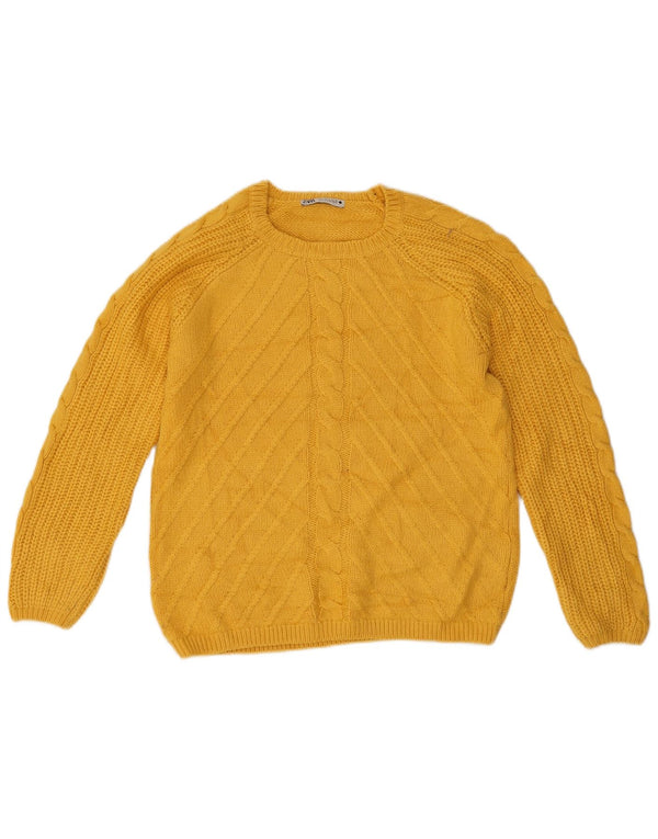 Zara Dame Boat Neck Jumper Sweater UK 10 Small Yellow