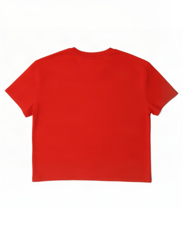 Tommy Hilfiger Dame Grafisk T-Shirt Top UK 14 Medium Rød Bomuld