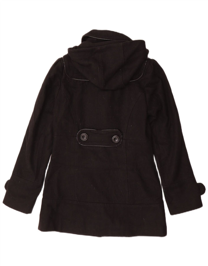Eclipse Dame Hooded Duffle Coat UK 10 Small Black Wool