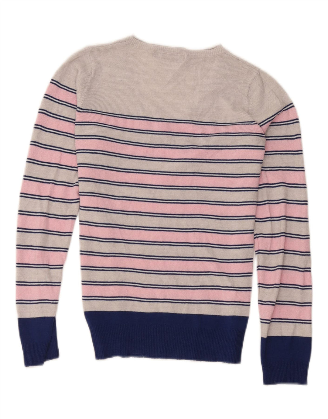 Marks & Spencer Dame V-hals sweater UK 8 Small Pink Stribet