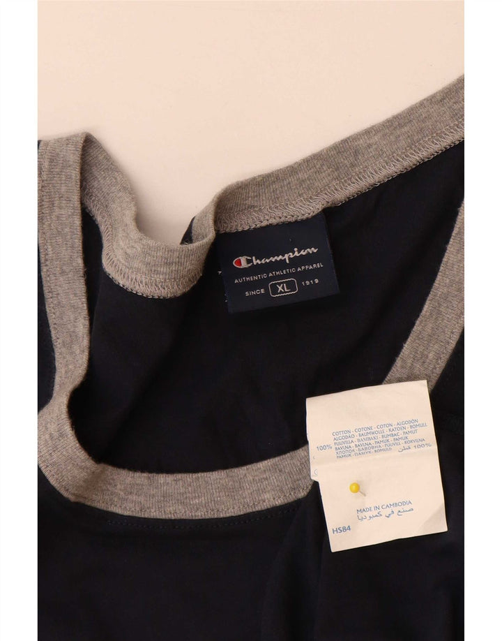 Champion Herre Grafisk Vest Top XL Marineblå Bomuld