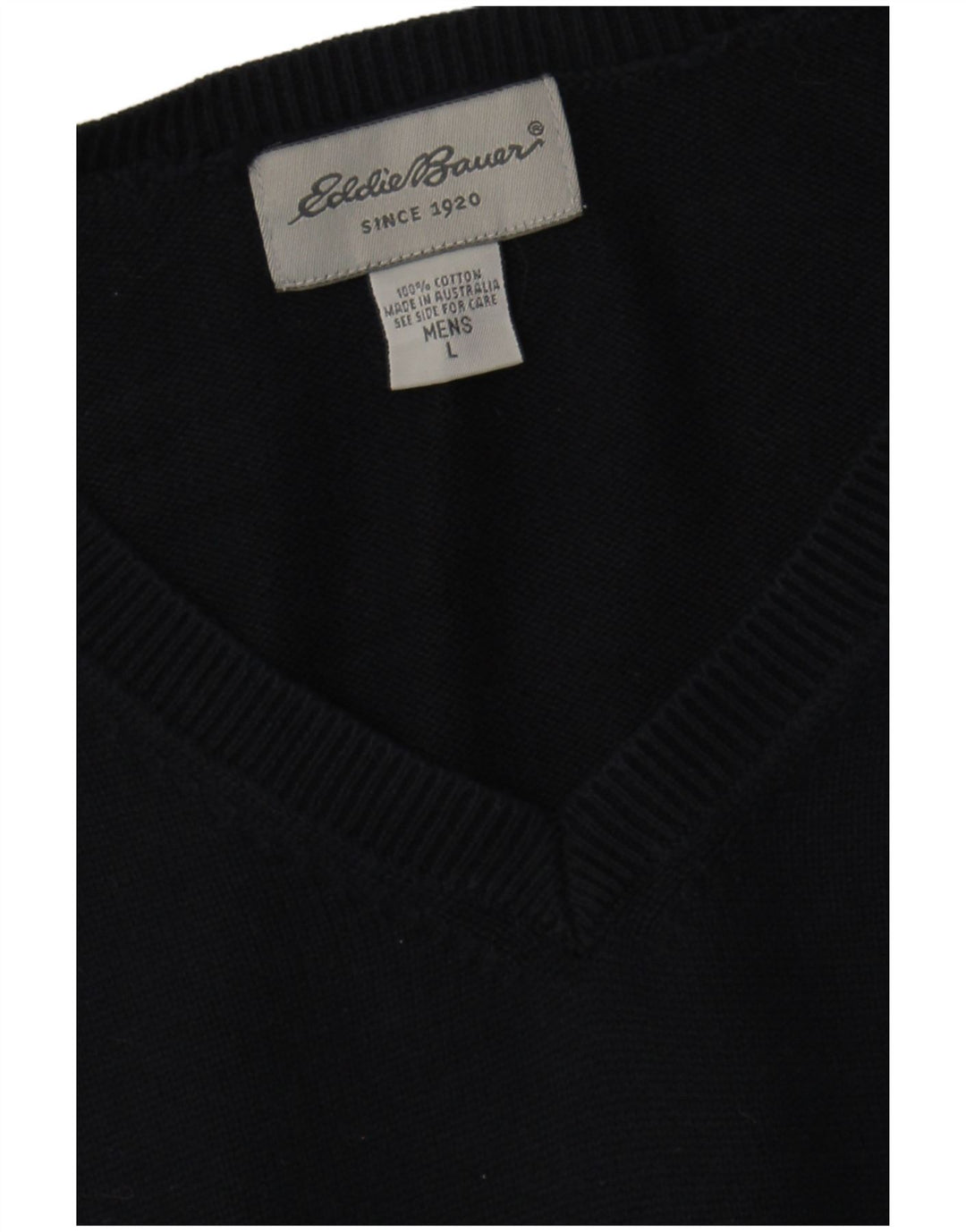 EDDIE BAUER Herre V-hals sweater Stor marineblå bomuld