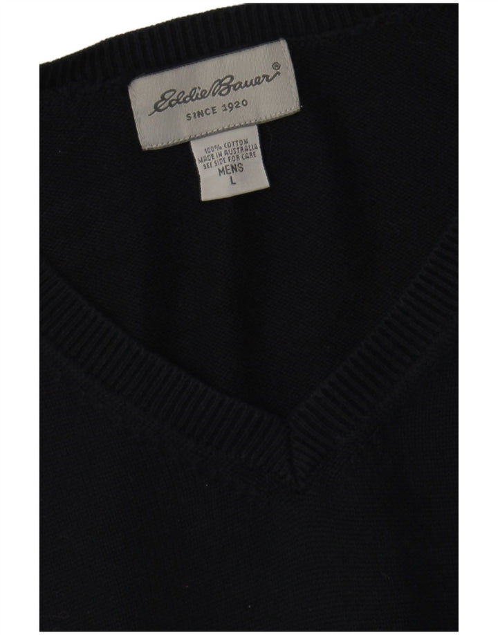 EDDIE BAUER Herre V-hals sweater Stor marineblå bomuld
