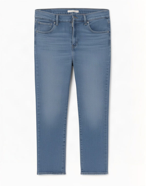 Levi's Womens 724 Højtaljede lige cropped jeans W32 L26 blå bomuld