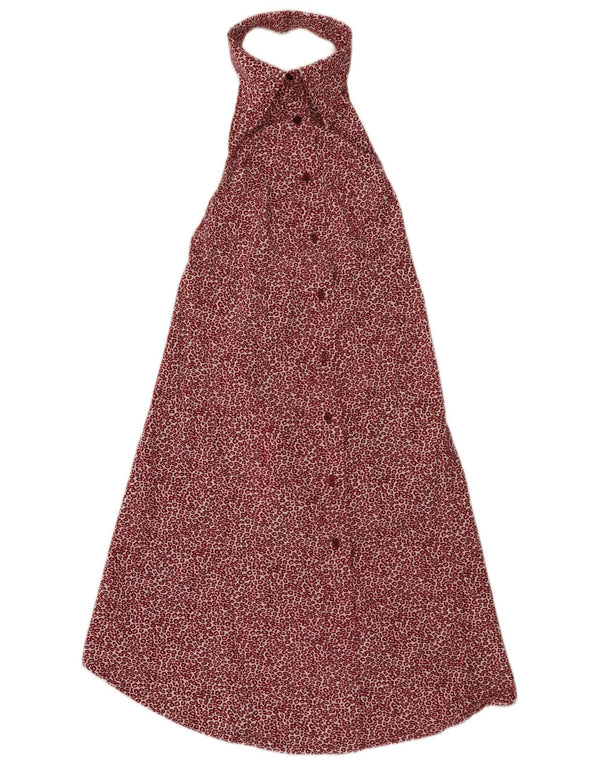 Replay Dame Halter Dress UK 4 XS Burgundy Animal Print Bomuld