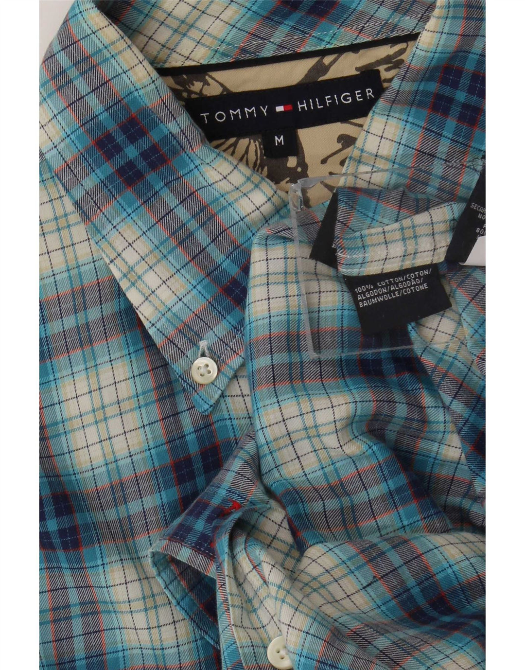 Tommy Hilfiger Herre Flanelskjorte Medium Blue Ternet Bomuld