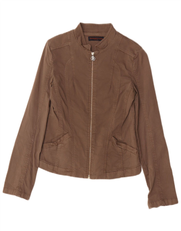 Trussardi Jeans Dame Bomber Jacket UK 8 Small Beige