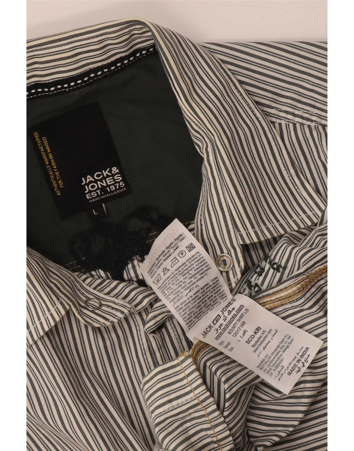 Jack & Jones Herre grafisk skjorte Stor grå stribet bomuld