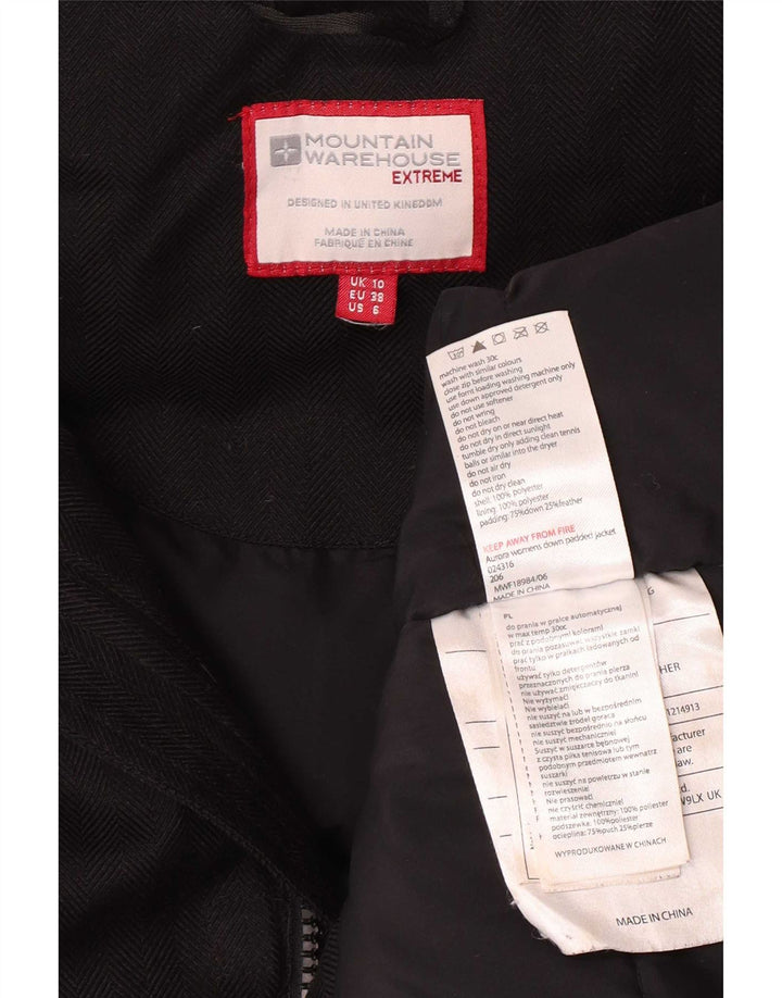 Mountain Warehouse Dame hætte polstret frakke UK 10 Lille sort polyester