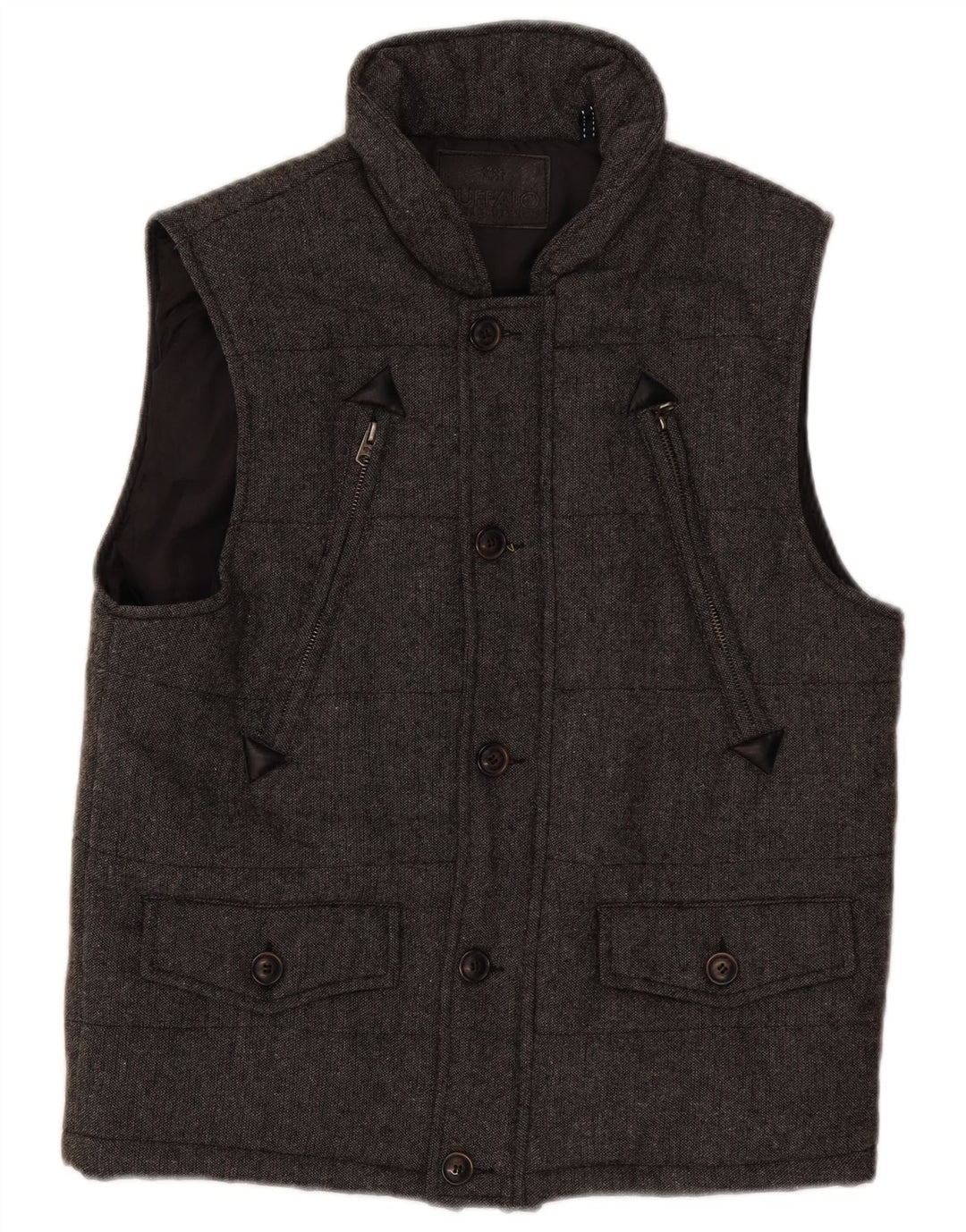 BUFFALO Mens Padded Gilet UK 36 Small Grey Polyester