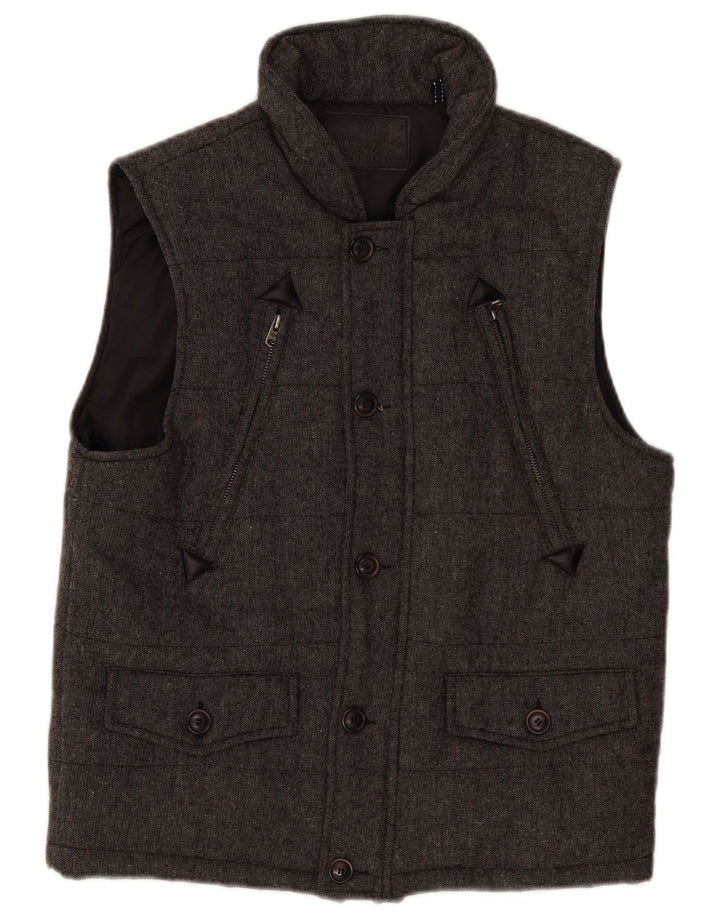 BUFFALO Mens Padded Gilet UK 36 Small Grey Polyester