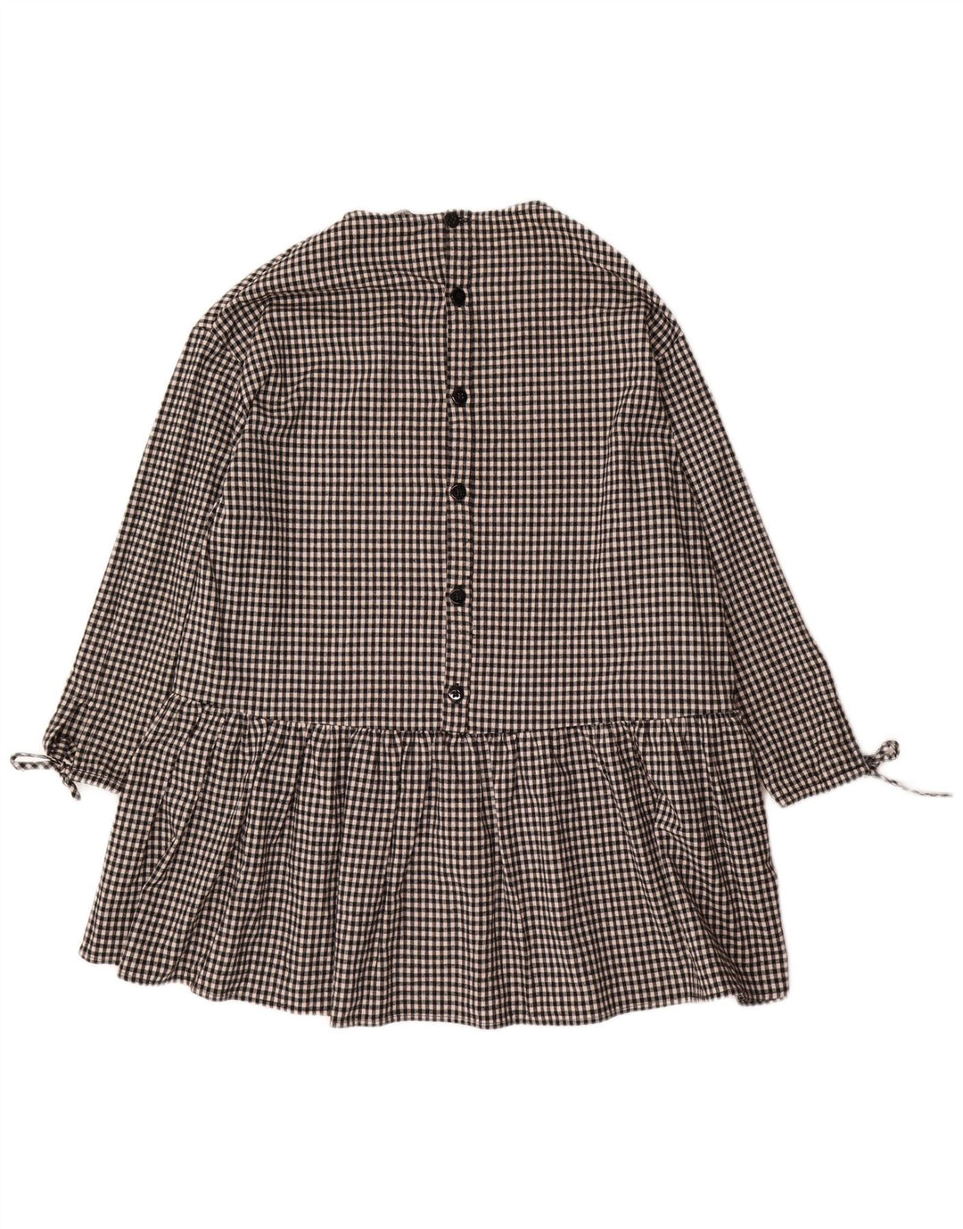 Zara Dame 3/4 ærmer Oversized Basic Dress UK 10 Small Black Gingham
