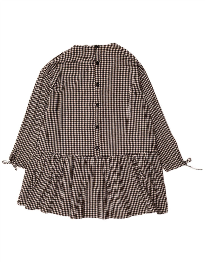 Zara Dame 3/4 ærmer Oversized Basic Dress UK 10 Small Black Gingham