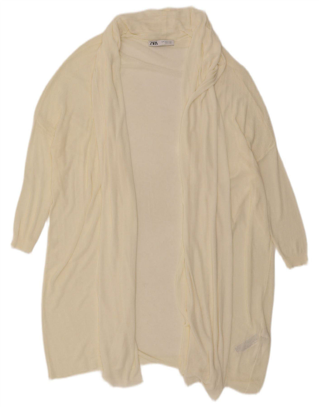 Zara Dame Oversized Longline Åben Cardigan Sweater UK 14 Medium Off White