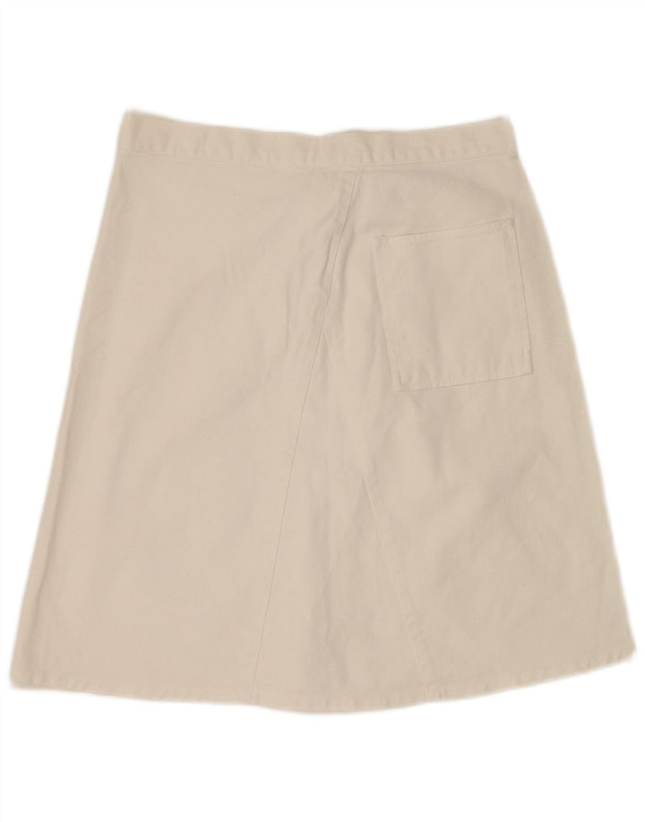 Benetton Dame Denim A-Line Nederdel IT 44 Medium W30 Off White Bomuld