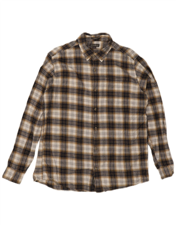 Eddie Bauer Herre Classic Fit Flanelskjorte Stor brun ternet bomuld