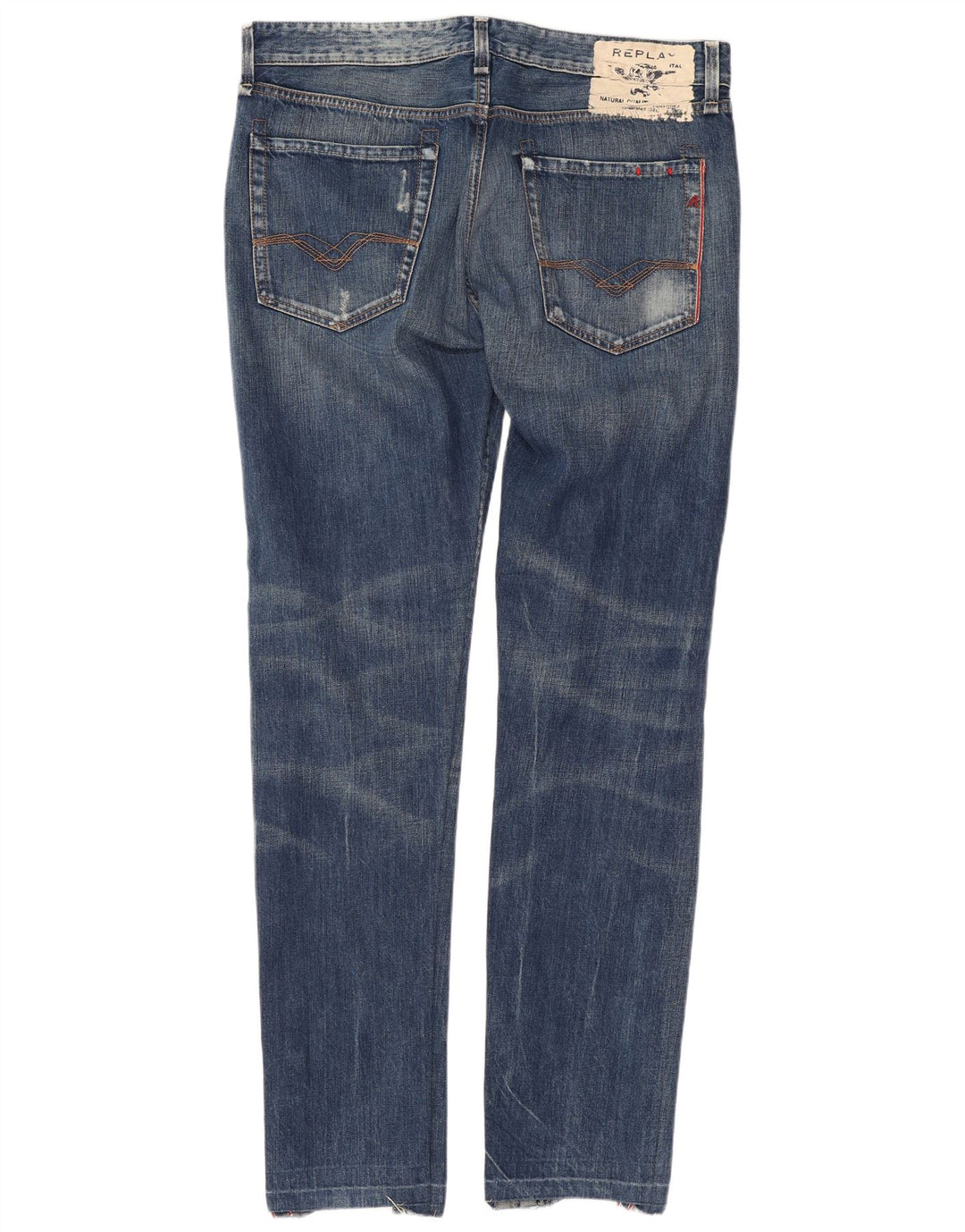 Replay Herre Distressed Slim Jeans W34 L34 Blå Bomuld