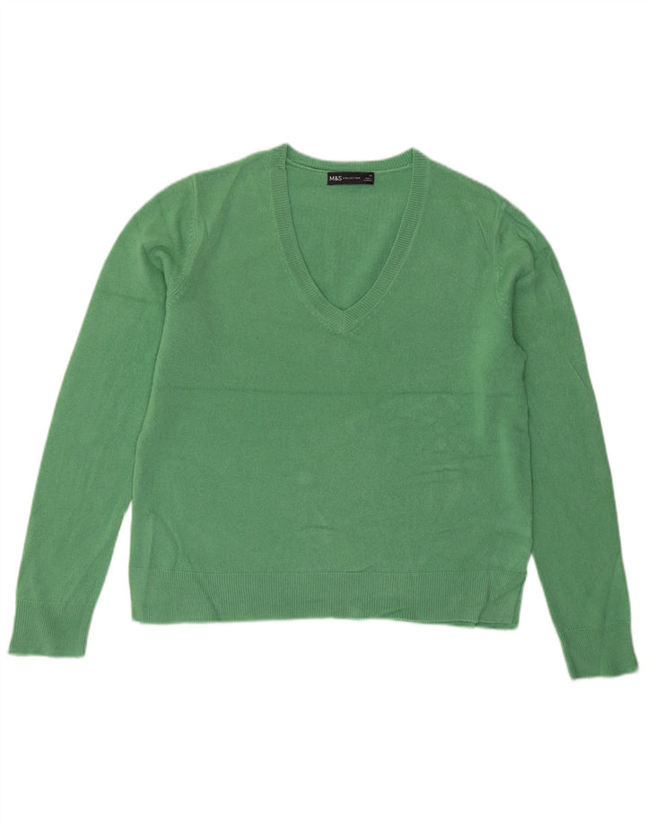 Marks & Spencer Dame V-hals sweater UK 14 Large Green