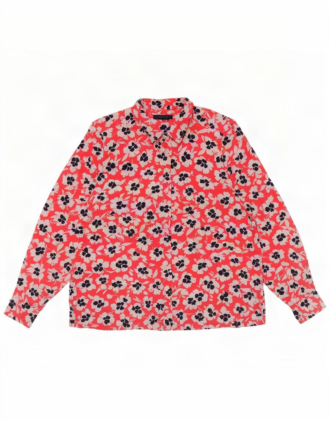 Marks & Spencer Dame Oversized skjortebluse UK 18 XL Rød blomsterpolyester