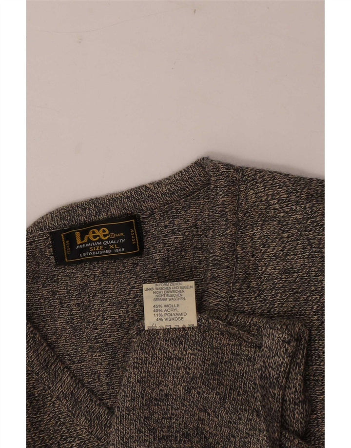 Lee Herre V-hals sweater XL Grå Flecked Wool