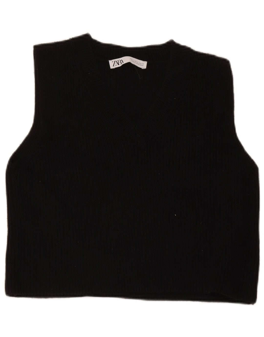 Zara Dame Crop Vest Tank Top UK 10 Small Black