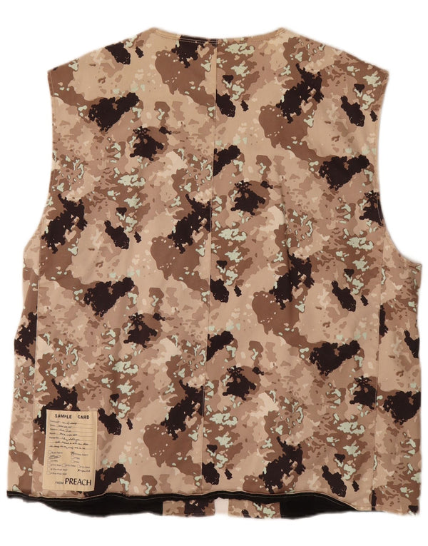 VINTAGE Herre Utility Gilet UK 40 Large Beige Camouflage Cotton