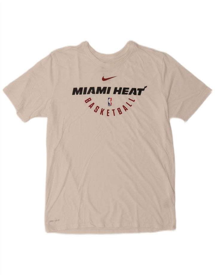 Nike Herre Miami Heat Graphic T-Shirt Top Stor Hvid Bomuld