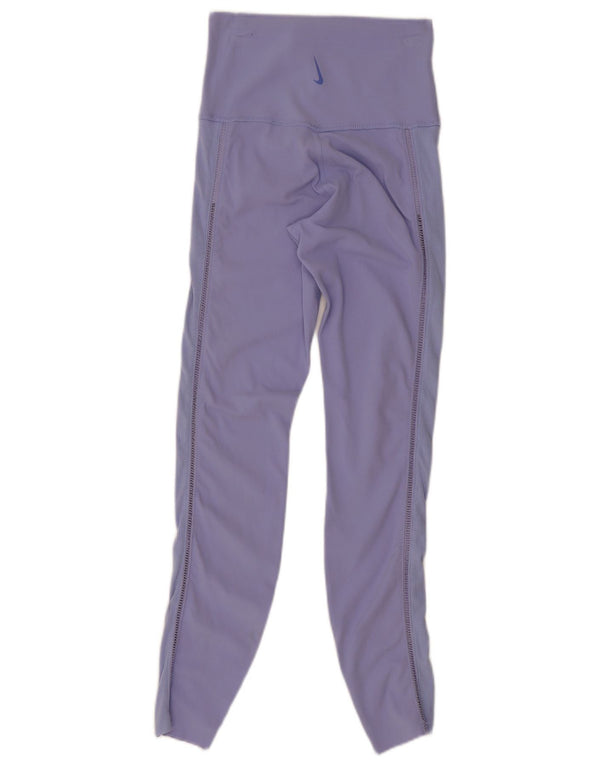 Nike Dame Dri Fit Leggings UK 4 XS Lilla Nylon