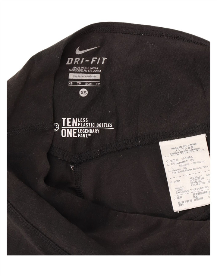 Nike Dame Dri Fit Capri Leggings UK 4 XS Sort Polyester