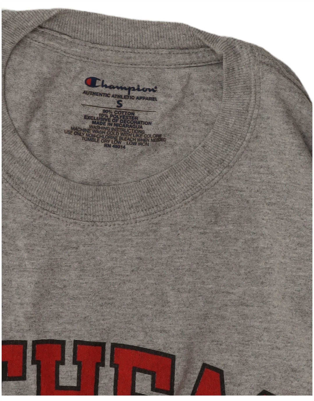 CHAMPION Herre Grafisk T-Shirt Top Lille Grå Bomuld