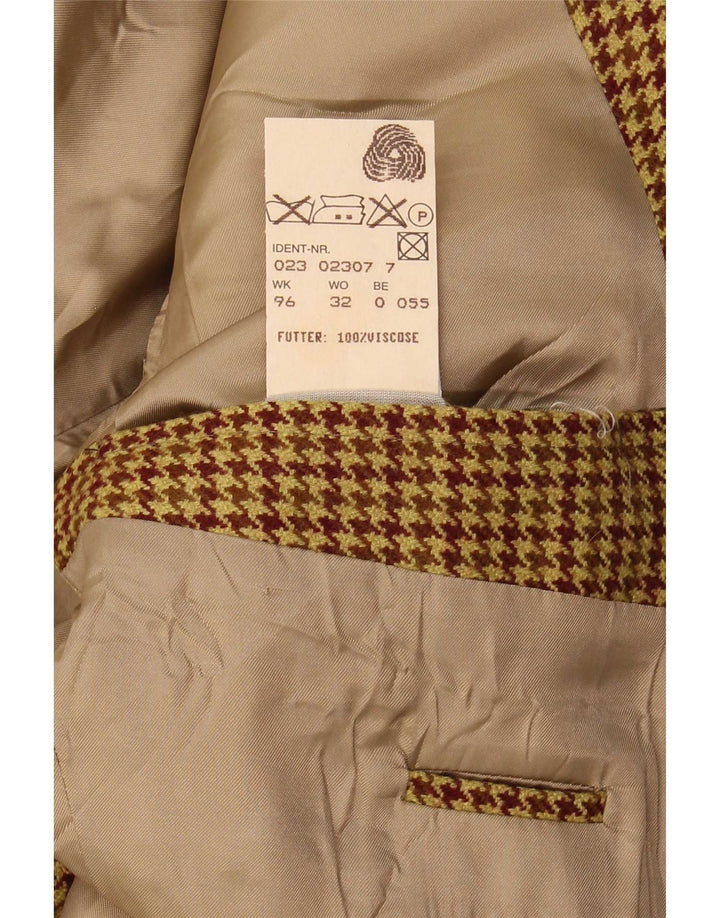 Hugo Boss Herre 2-knaps blazerjakke UK 42 XL Brun Houndstooth New Wool