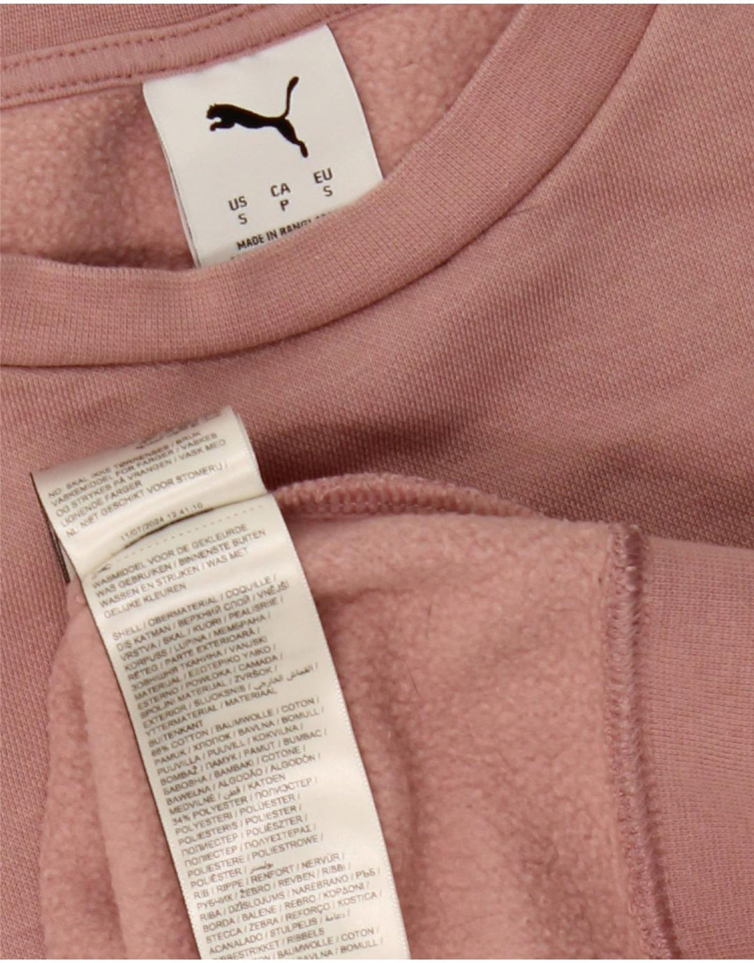Puma Dame Oversized Sweatshirt Jumper UK 10 Small Pink Bomuld