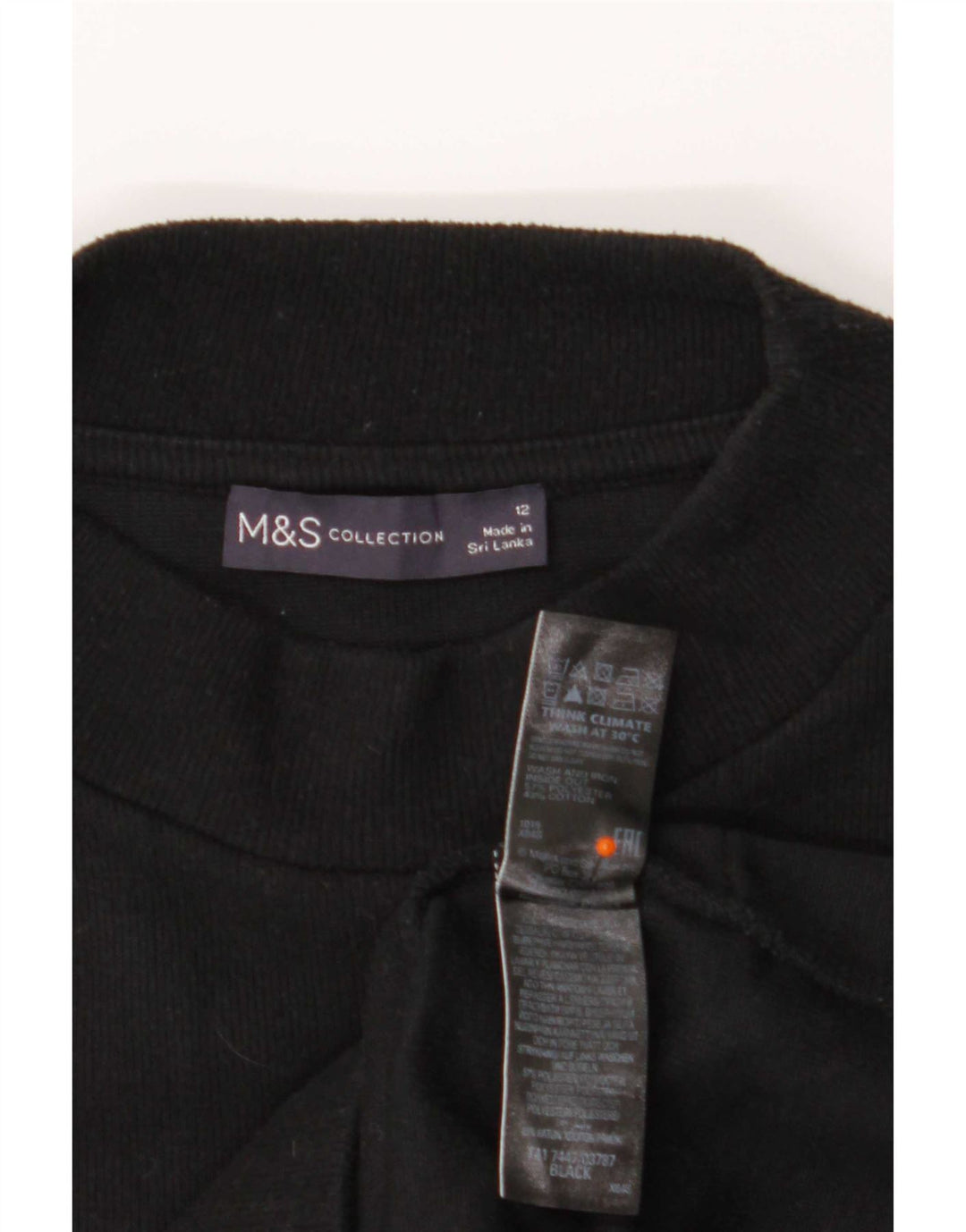Marks & Spencer Dame Langærmet Tunika Top UK 12 Medium Sort Polyester
