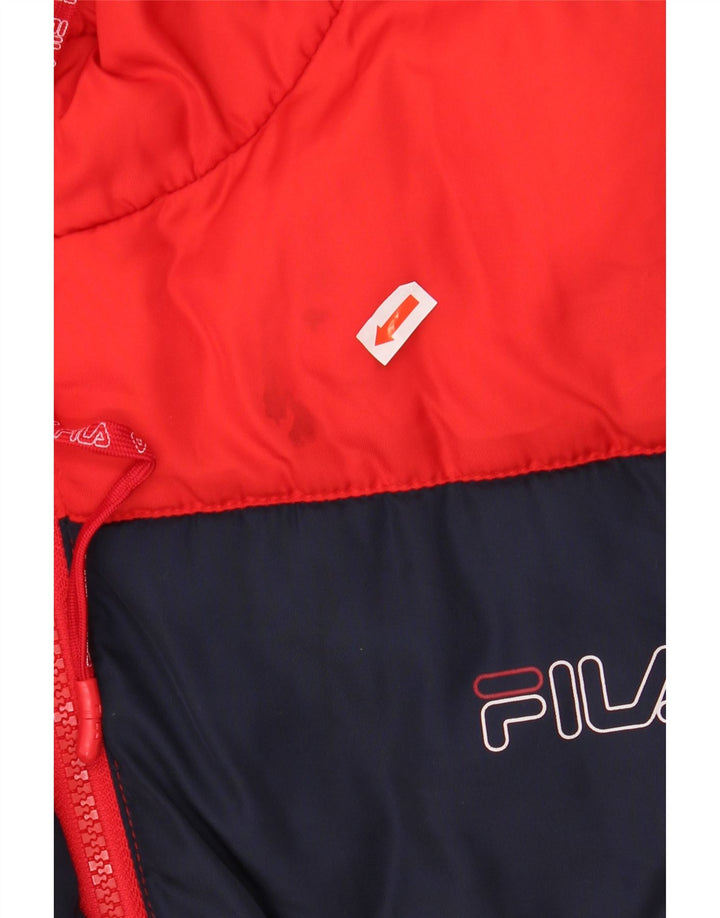 FILA Herre grafisk polstret hættejakke UK 38 Medium Red Colourblock