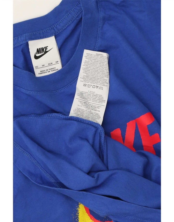 Nike Grafisk T-Shirt Top XS Blå Bomuld