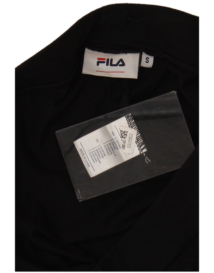 Fila Kvinders Grafiske Leggings UK 10 Small Black Bomuld