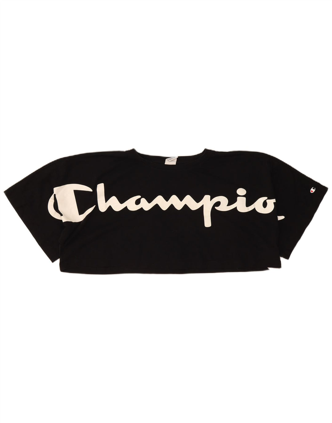 Champion Womens Crop Oversized grafisk T-shirt top UK 14 Medium Black