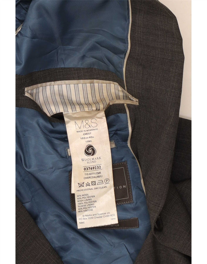 Marks & Spencer Herre 2-knaps blazerjakke UK 40 Medium Grey Uld