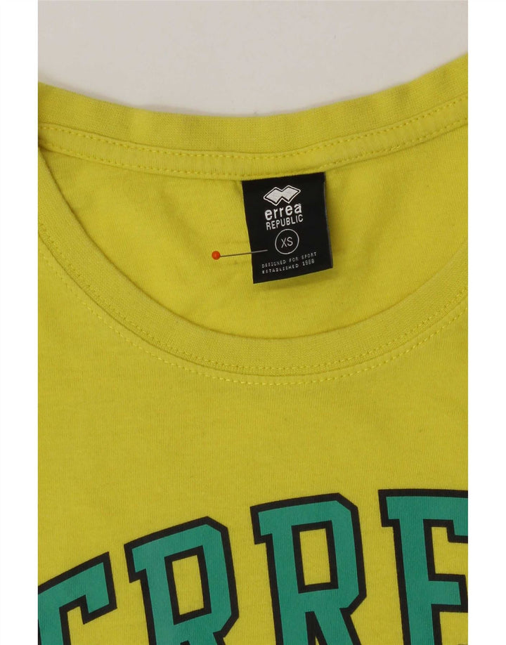 Errea Herre Grafisk T-Shirt Top XS Gul Bomuld