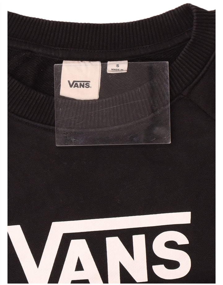 VANS Womens Crop Oversized grafisk sweatshirt Jumper UK 10 Small Black