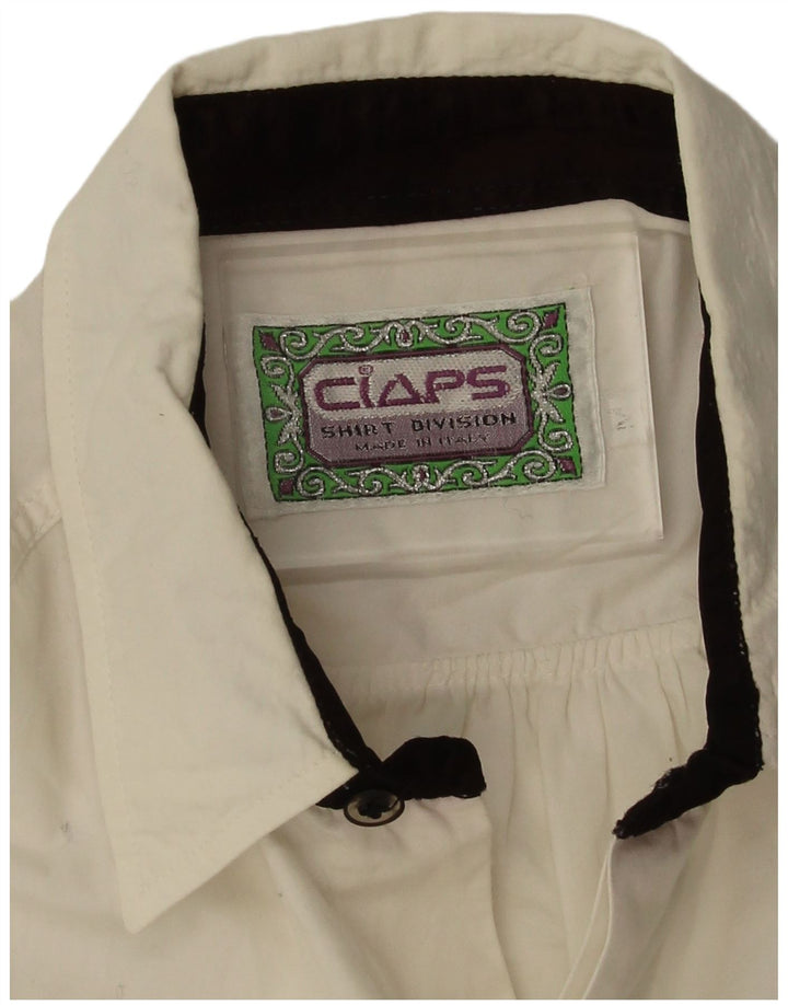 Vintage herreskjorte medium hvid blomstret bomuld