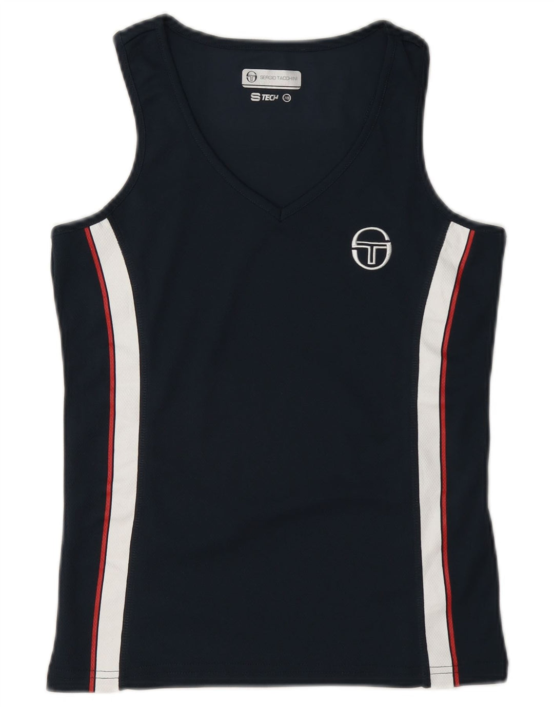 Sergio Tacchini Damevest Top UK 6 XS Navy Blue Colourblock Polyester