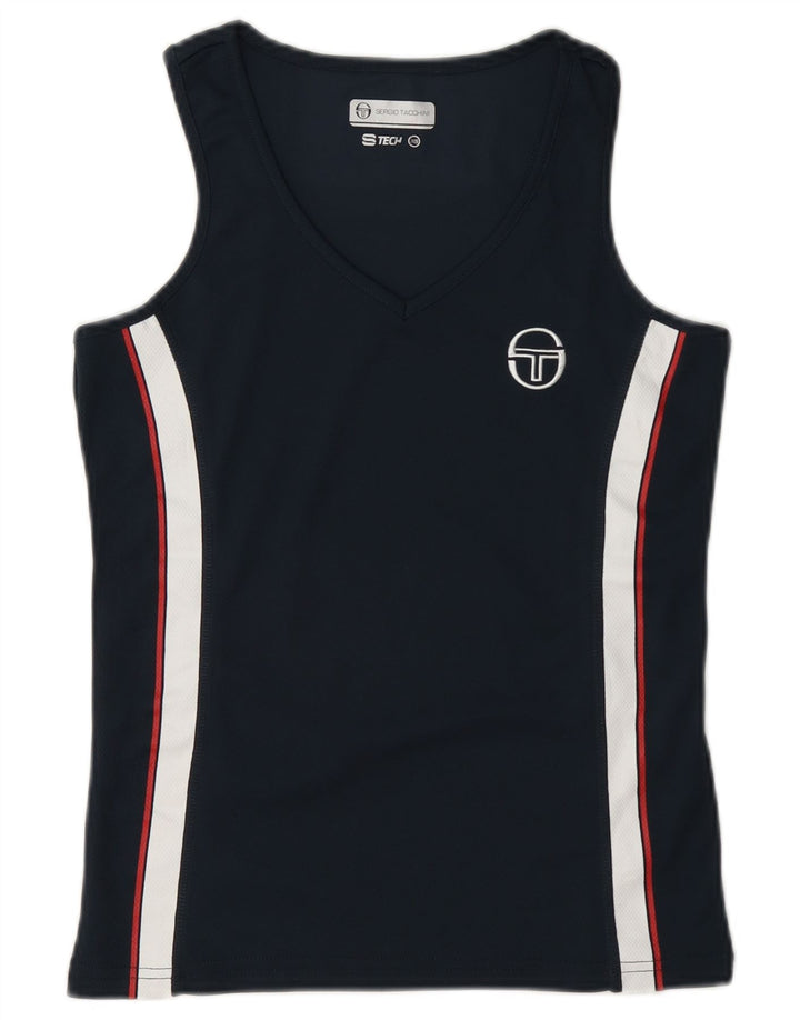 Sergio Tacchini Damevest Top UK 6 XS Navy Blue Colourblock Polyester