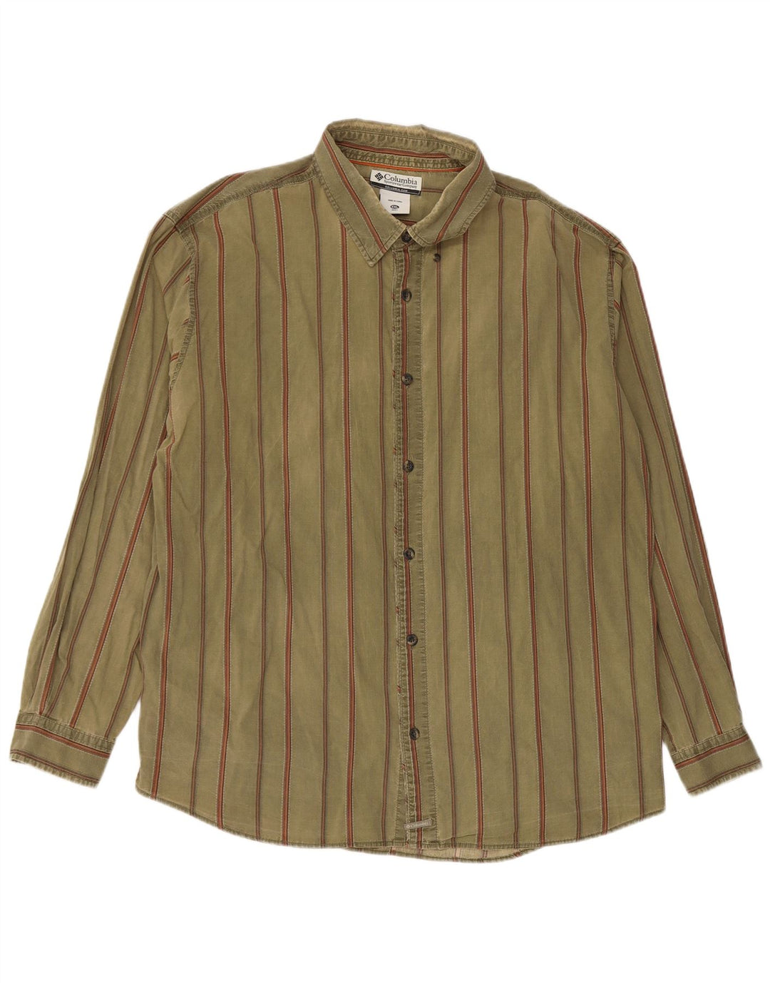 Columbia dameskjorte 2XL Khaki stribet bomuld