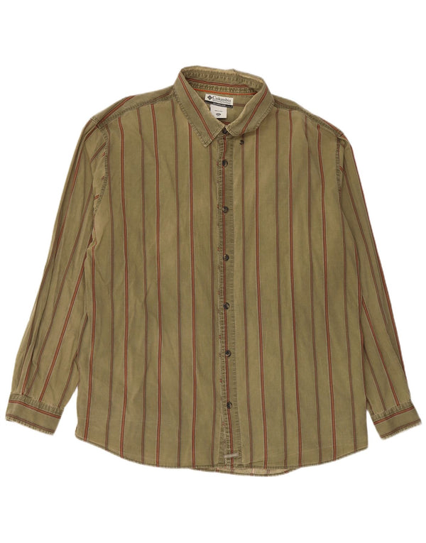 Columbia dameskjorte 2XL Khaki stribet bomuld