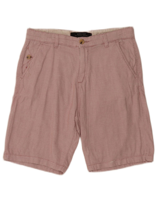 Zara Herre Chino Shorts EU 38 Small W30 Rød Geometrisk Bomuld