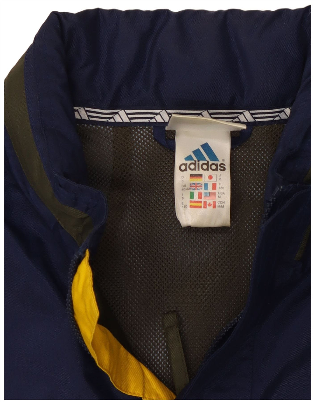 Adidas Regnjakke med hætte til mænd UK 40/42 Medium Navy Blue Colourblock