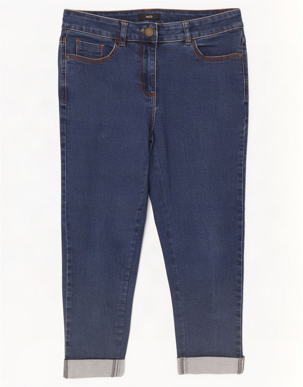 M&Co Womens Slim Capri Jeans UK 10 Small W28 L20 Blue Cotton