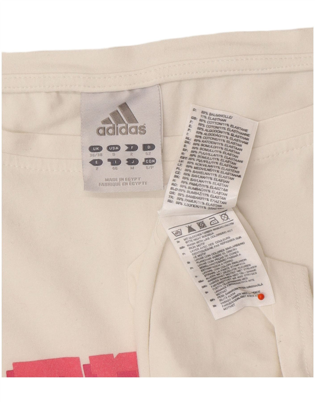 ADIDAS Womens Graphic Top Long Sleeve UK 10 Small White Cotton